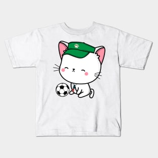 Angora Cat Playing Soccer Kids T-Shirt